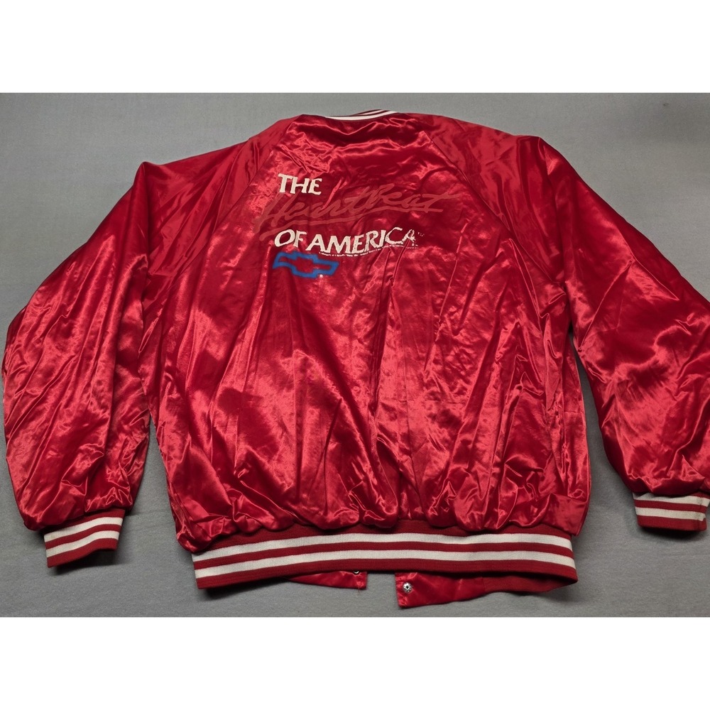 Vintage 90's Cardinal Chevy Heartbeat of America Red Jacket Made In USA Size XXL